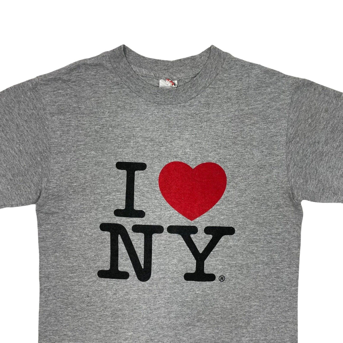 Vintage New York I Love NY T-Shirt Mens Small Grey Graphic Print Alstyle