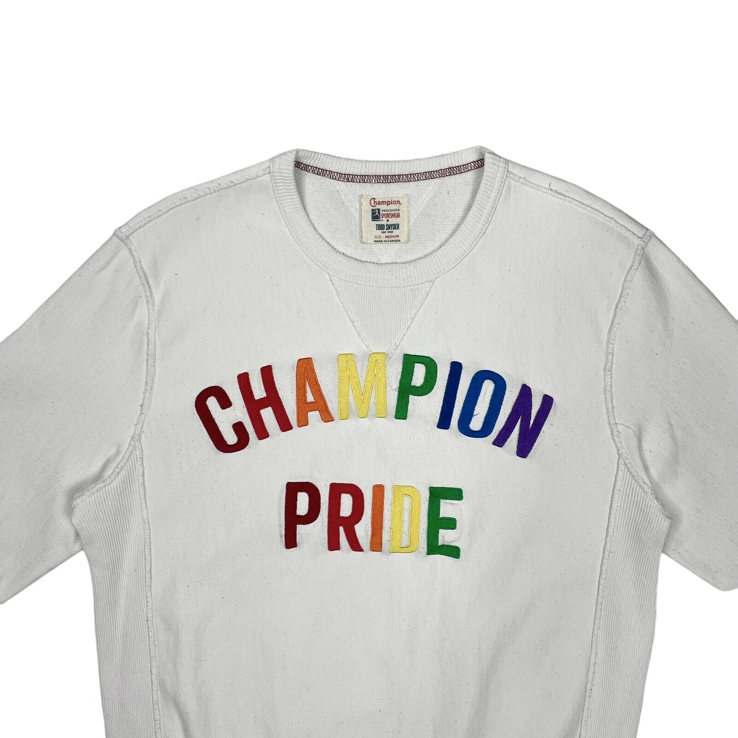 Champion x Todd Snyder Embroidered Pride Logo Crew Neck Jumper Mens Medium White