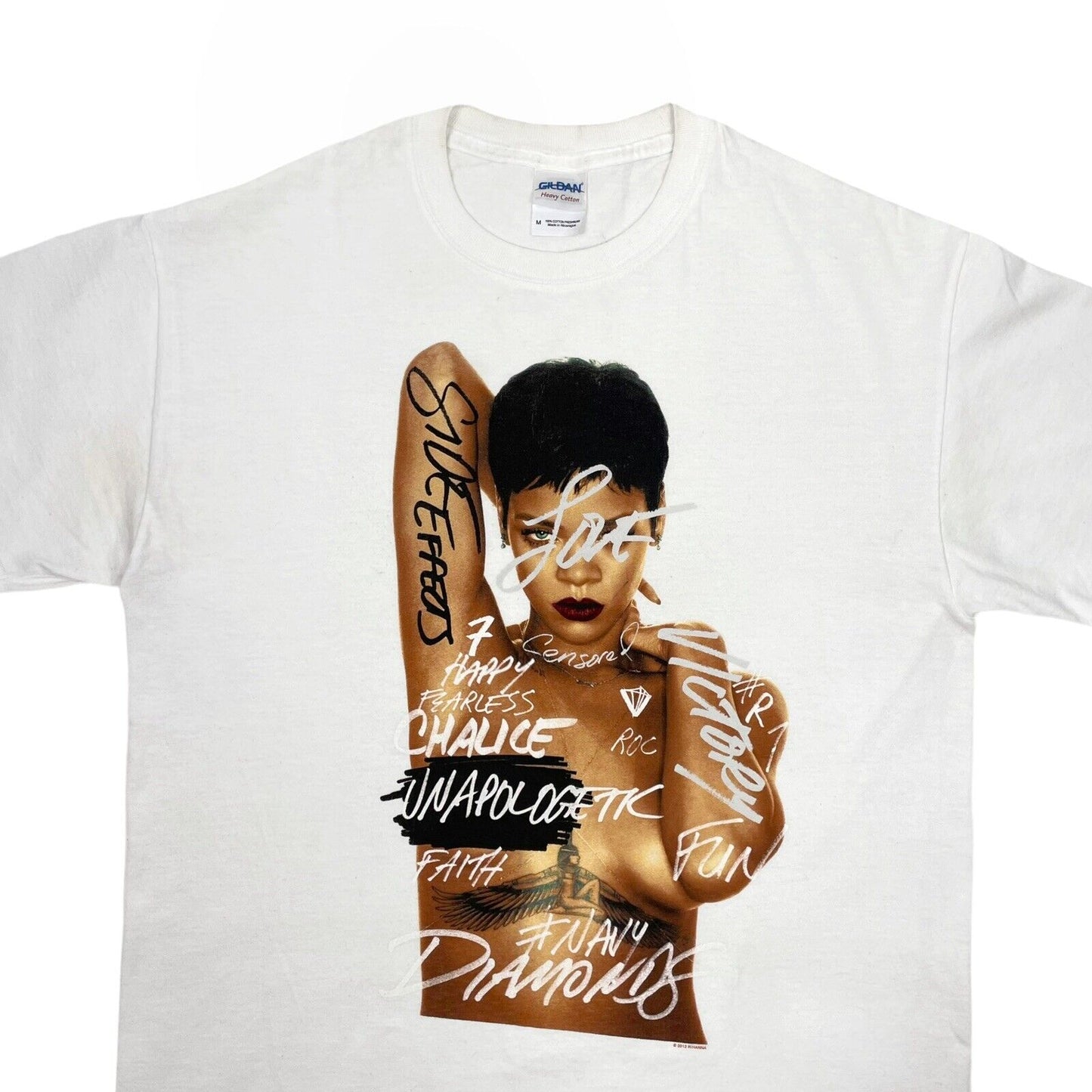 Official Rare 2012 Rihanna Unapologetic T-Shirt Mens Medium White Graphic Print