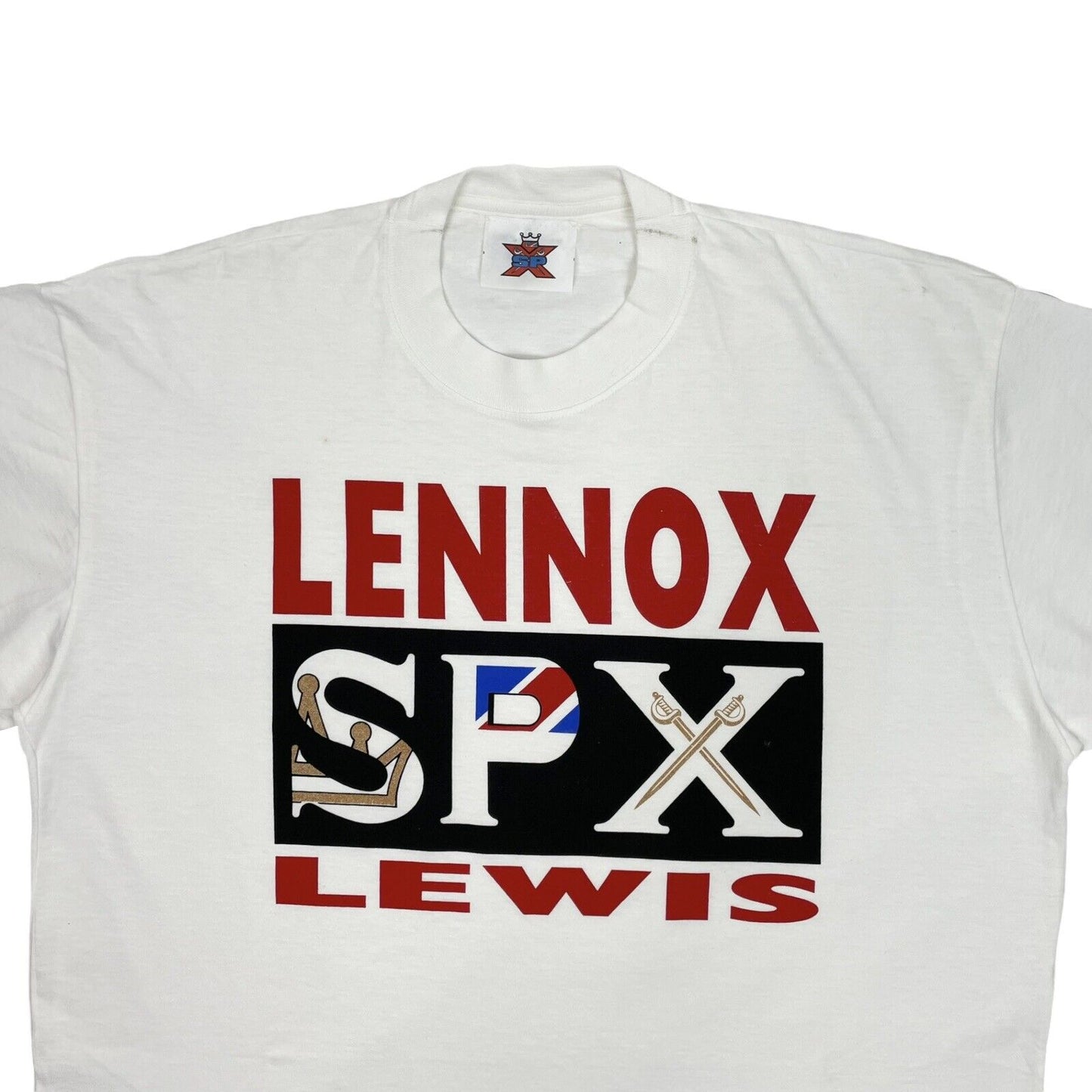 Vintage Lenox Lewis Boxing Mens T-Shirt XL White With Graphic Print SPX