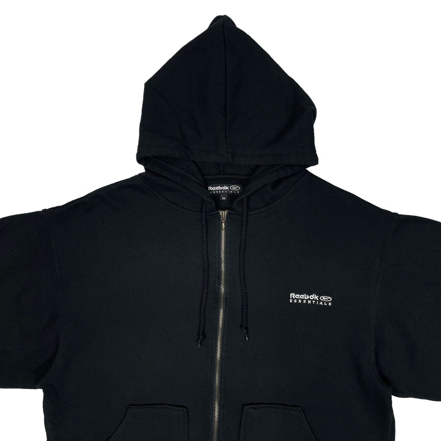 Vintage Reebok Hoodie Mens Boxy Large Black Embroidered 90’s Sportswear Zip Up