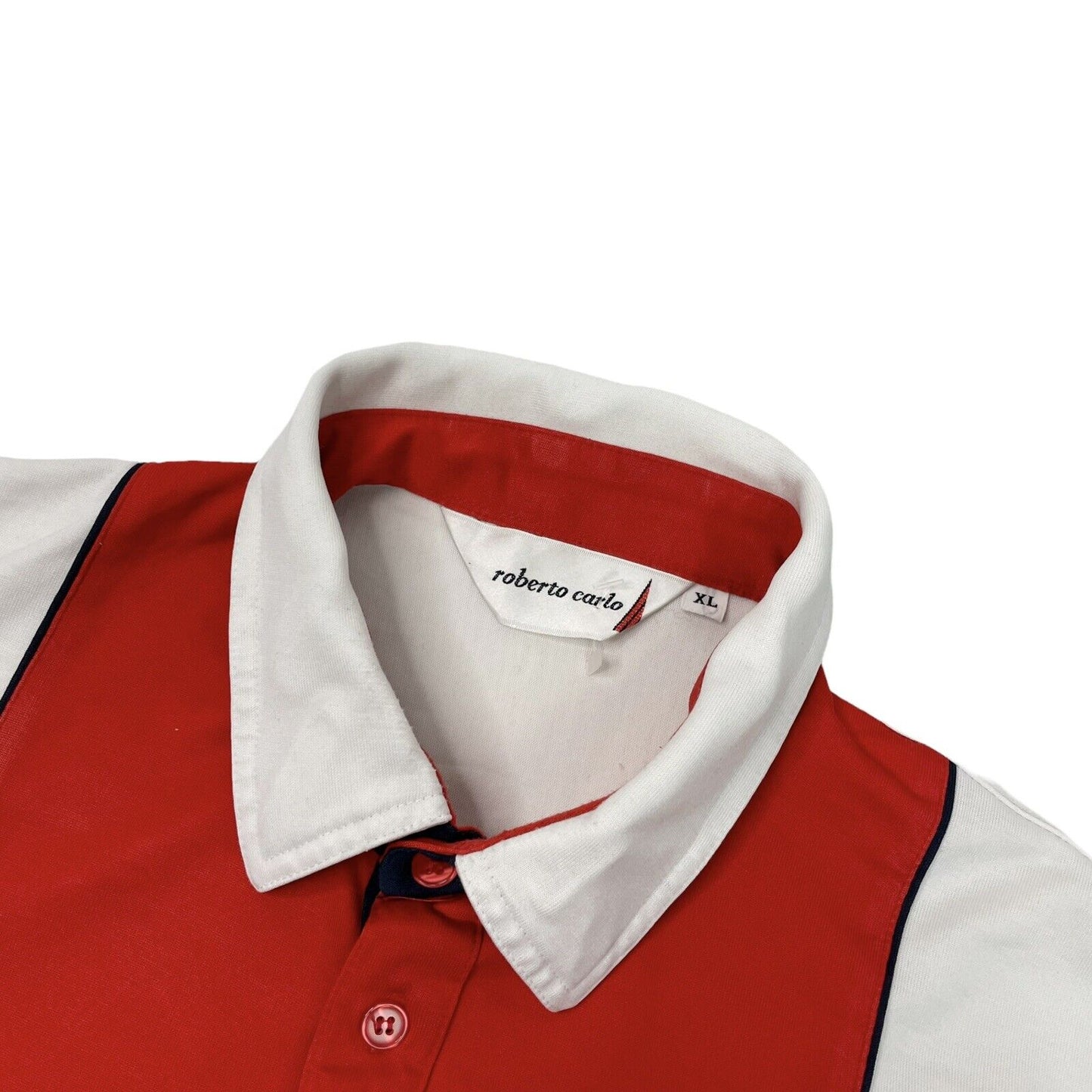 Vintage Roberto Carlo Polo Shirt Mens XL White And Red