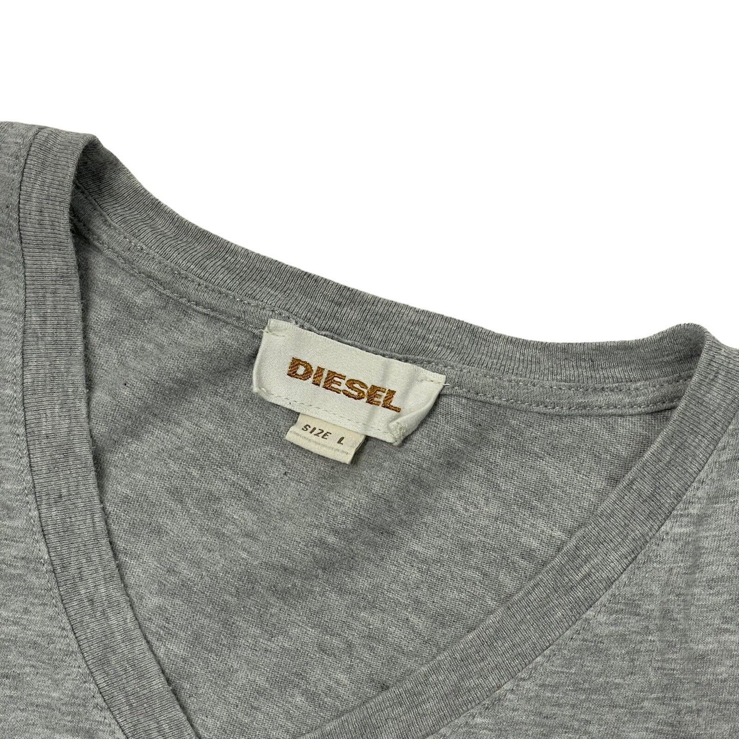 00’s Diesel Script Logo T-Shirt Grey Mens Large