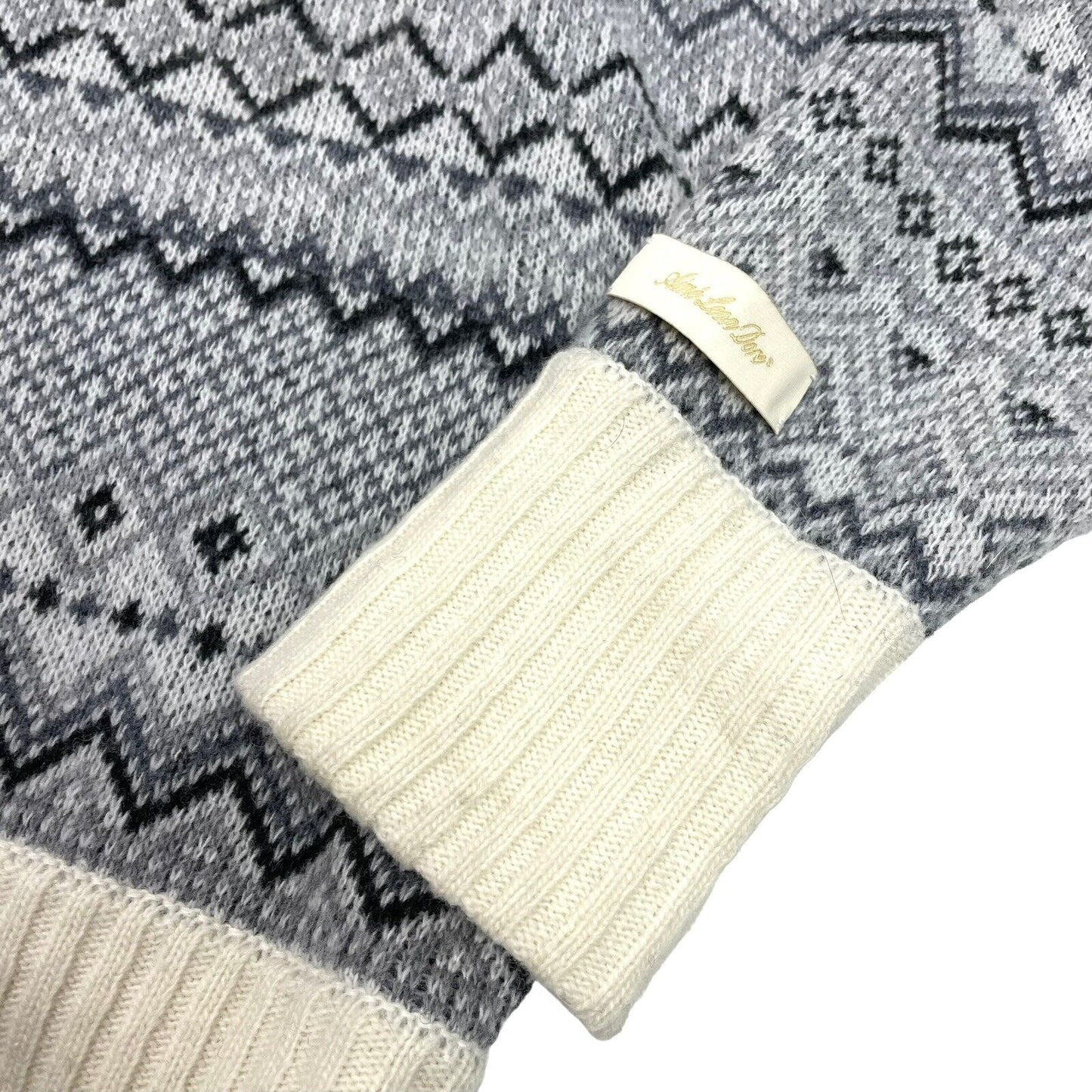 Aime Leon Dore Fair Isle Knit Wool Jumper Mens Small Grey, Black And Cream FW20