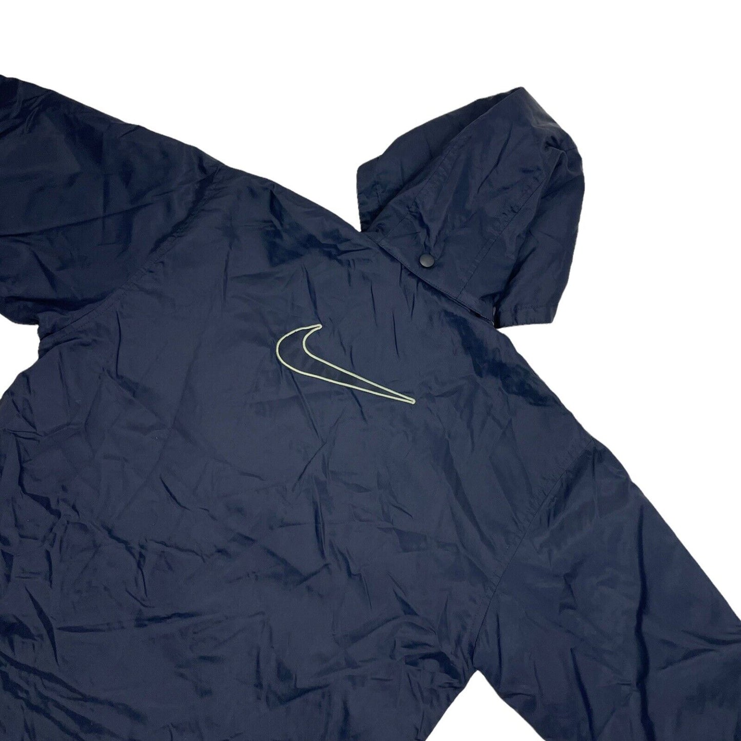 Vintage Nike Hooded Jacket Navy Blue Womens Medium Embroidered Swoosh