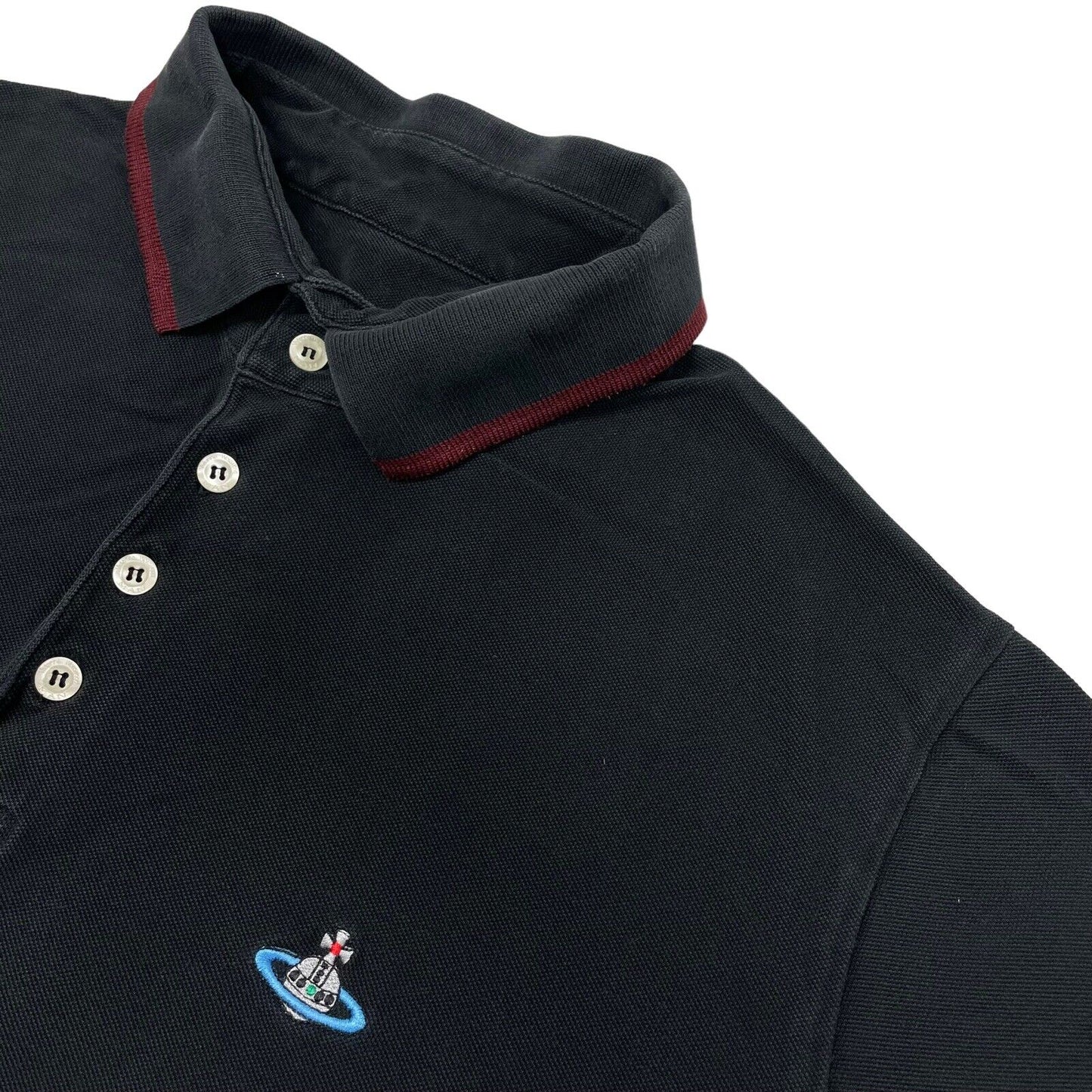 Vivienne Westwood Polo Top Mens XL Black Embroidered Logo