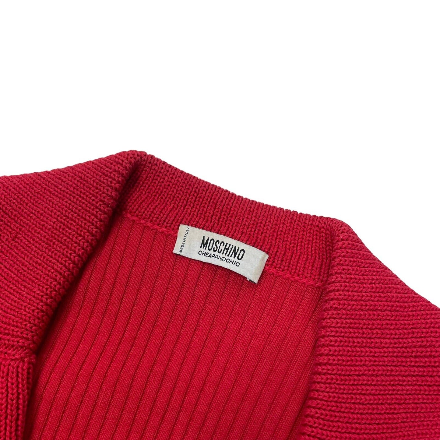 Vintage Moschino Cheap&Chic Red Chunky Dress Cardigan Made In Italy Womens UK10