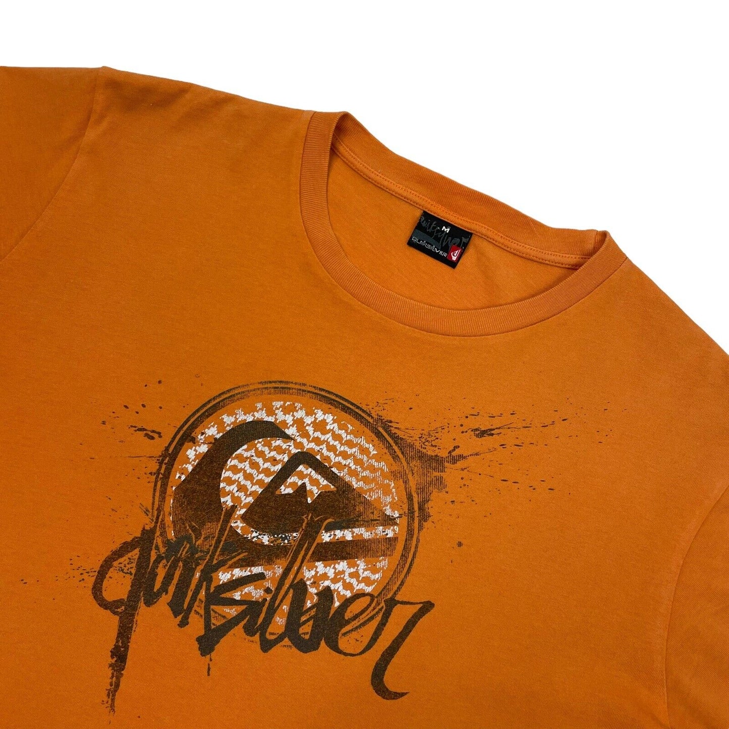 Vintage Quicksilver T-Shirt Mens Medium Orange Surfing Graphic Print