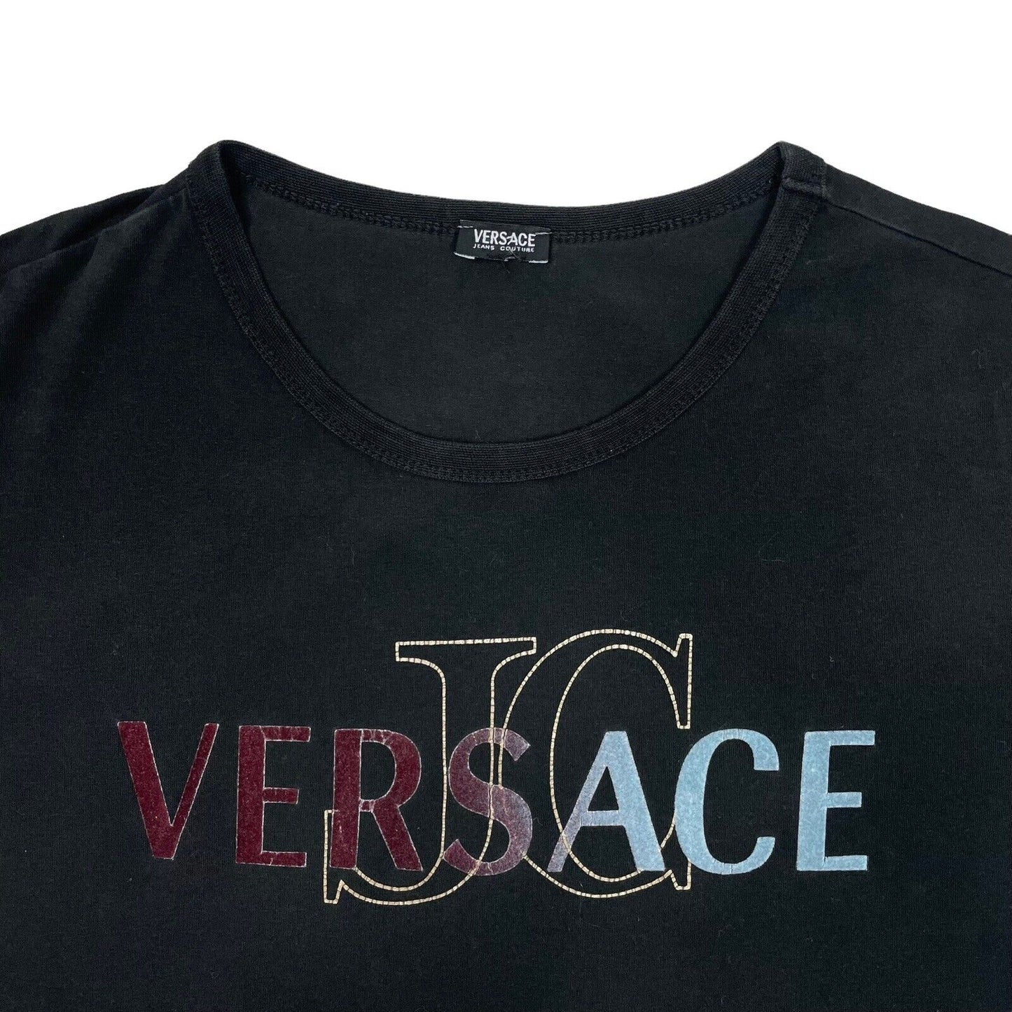 Vintage Versace Jeans Couture T-Shirt Mens Large Black Spellout Logo