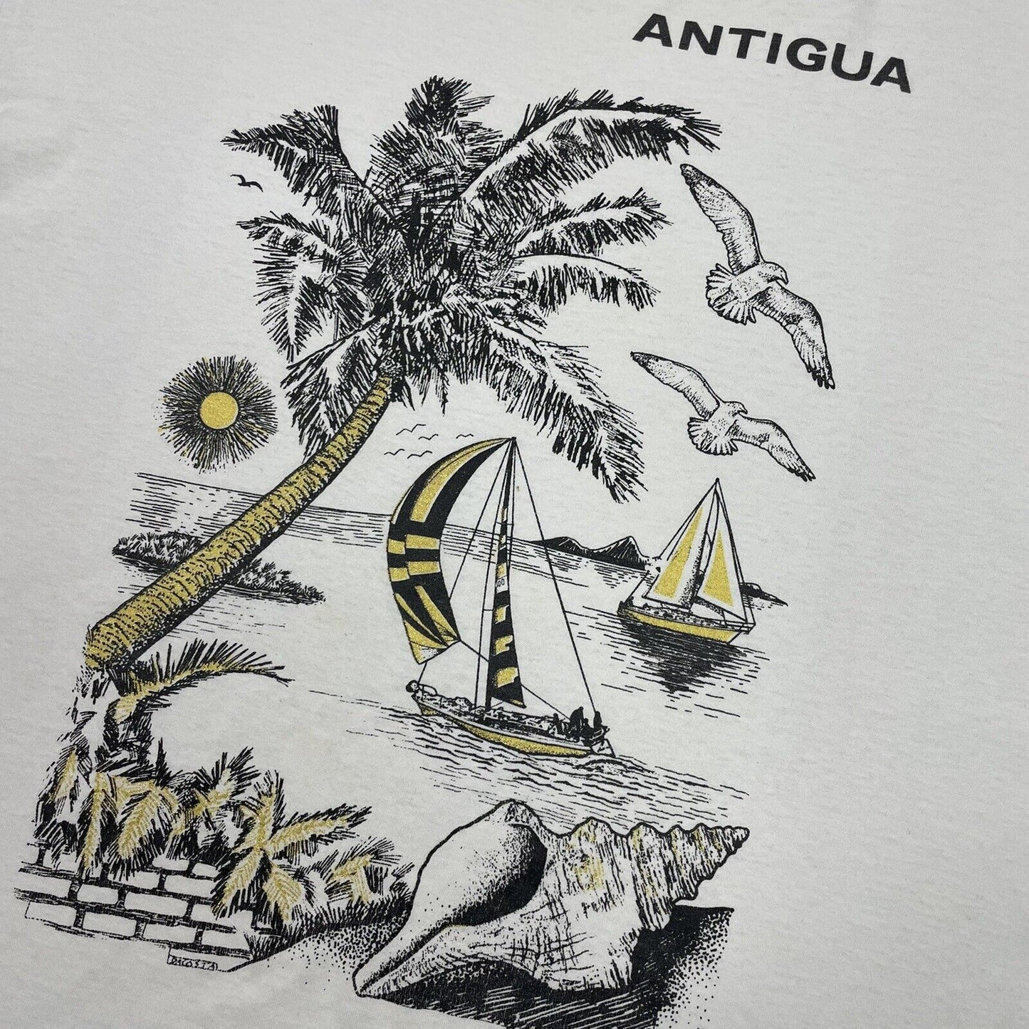 Vintage Antigua Tourist T-Shirt Hanes Men’s XL White Made In USA