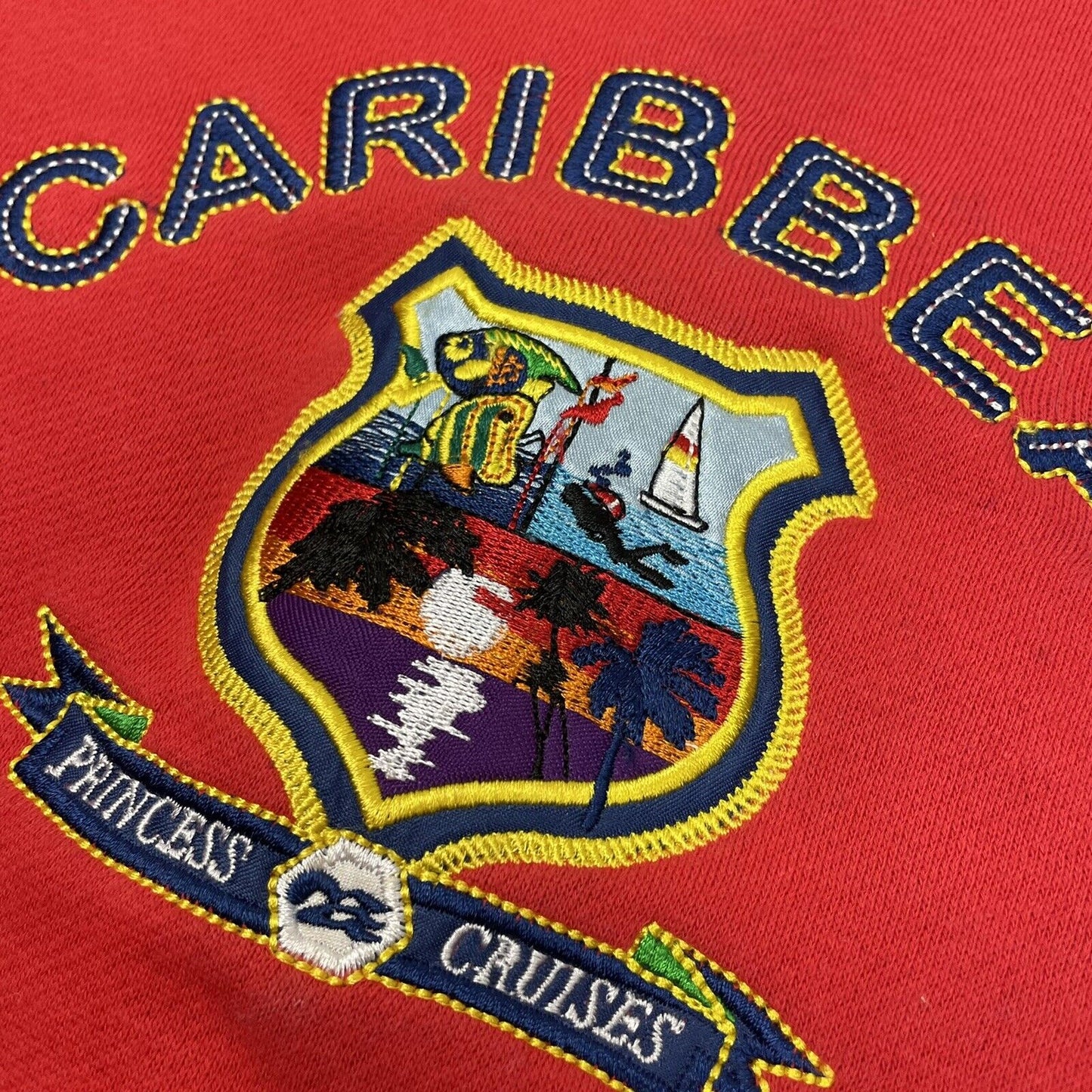 Vintage Caribbean Crew Neck Jumper Princess Cruises Mens Large Red