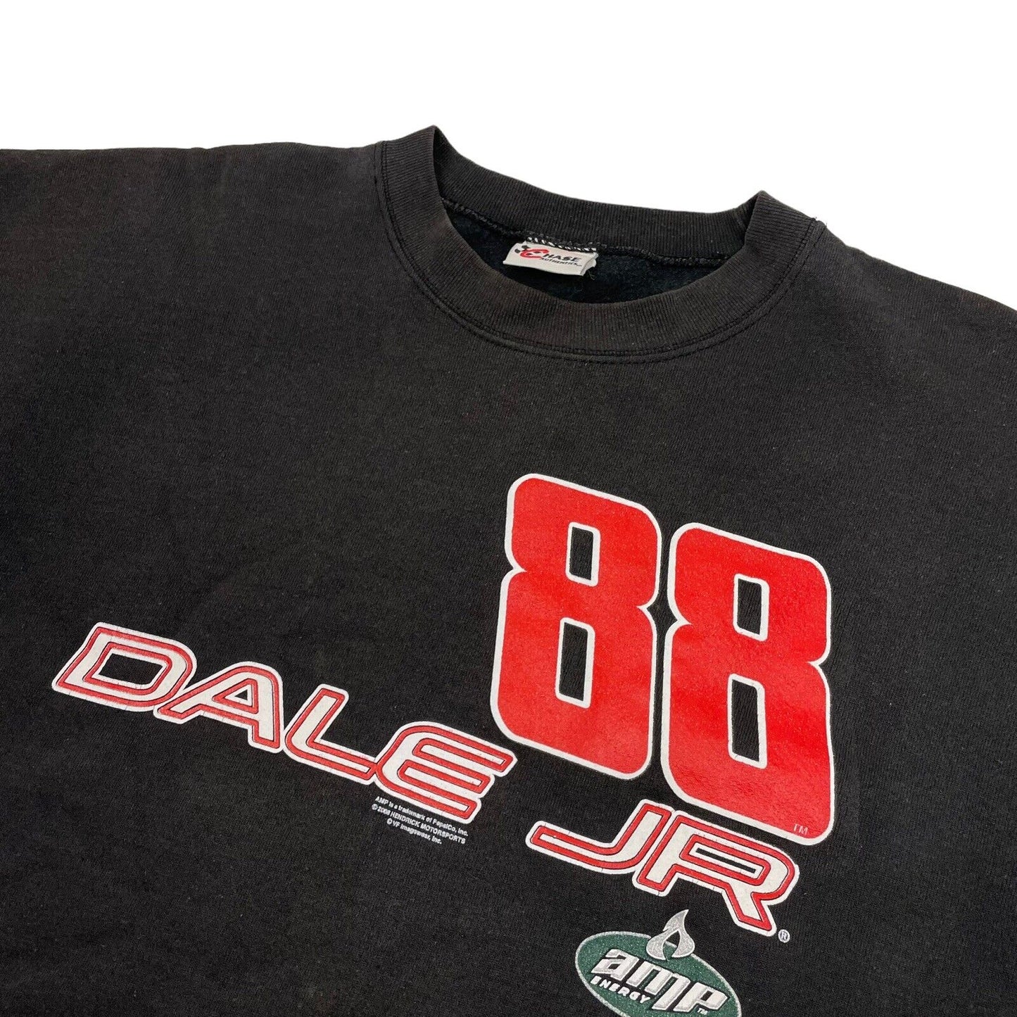 2008 Dale Jr Chase Crew Neck Jumper Mens XL Faded Black Graphic Print Nascar