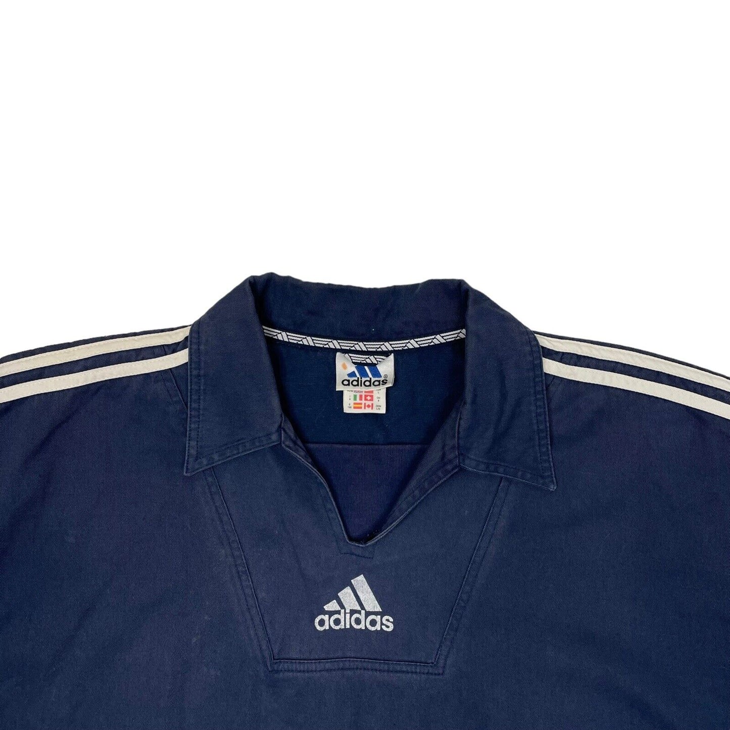 Vintage Adidas Warm Up Jacket Mens Large Navy Blue Pull Over