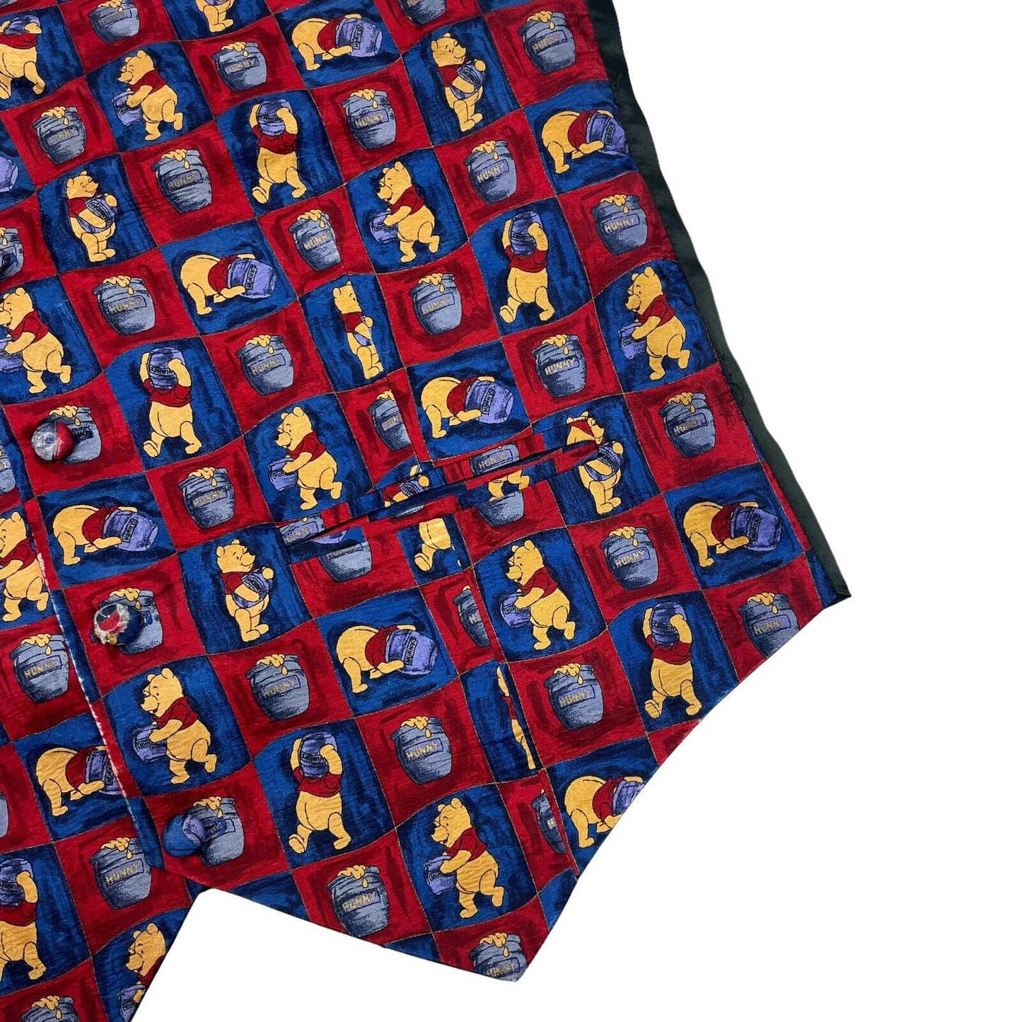 Vintage Winnie The Pooh Silk Waistcoat Tie Rack Mens Medium 90’s Disney