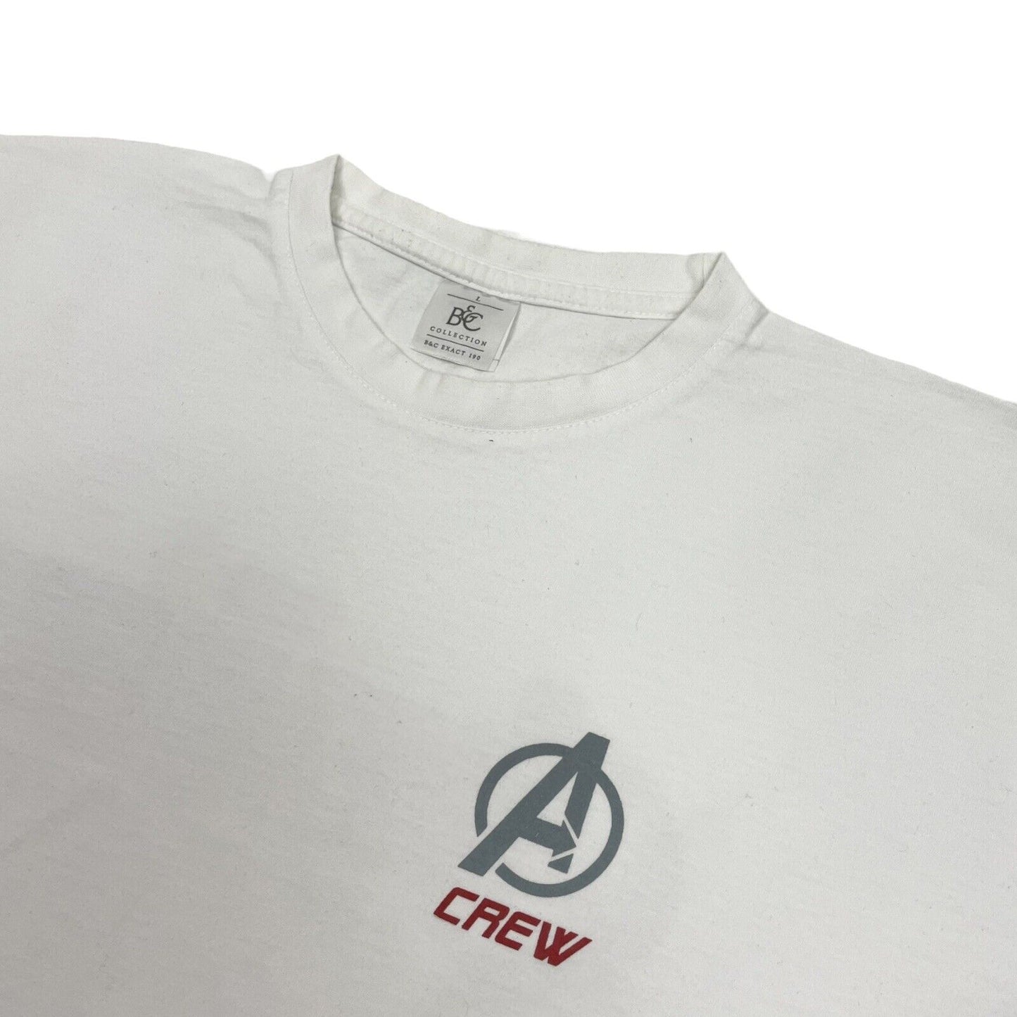 2015 Avengers Age Of Ultron Crew T-Shirt Mens Large White Marvel Production Team