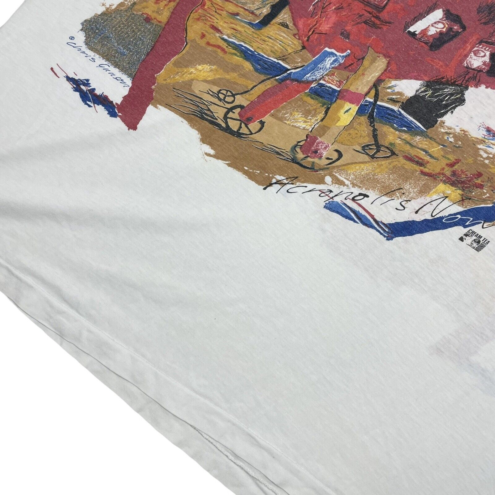 Vintage Cream Tea London Art T-Shirt White Chris Gunson Graphic Print ...