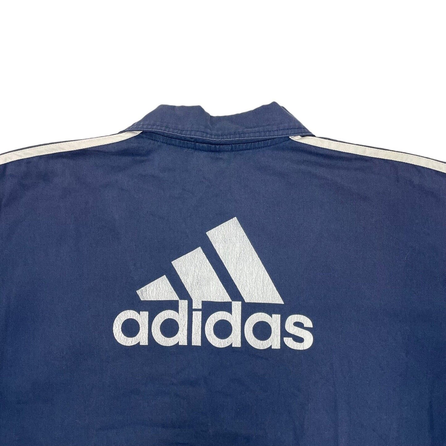 Vintage Adidas Warm Up Jacket Mens Large Navy Blue Pull Over