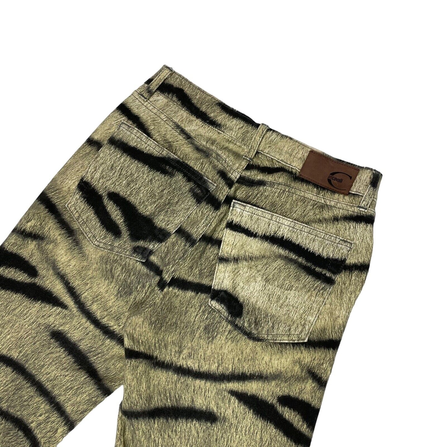 Vintage Roberto Cavalli Animal Print Trousers Brown Black 26w 25.5l Soft Feel