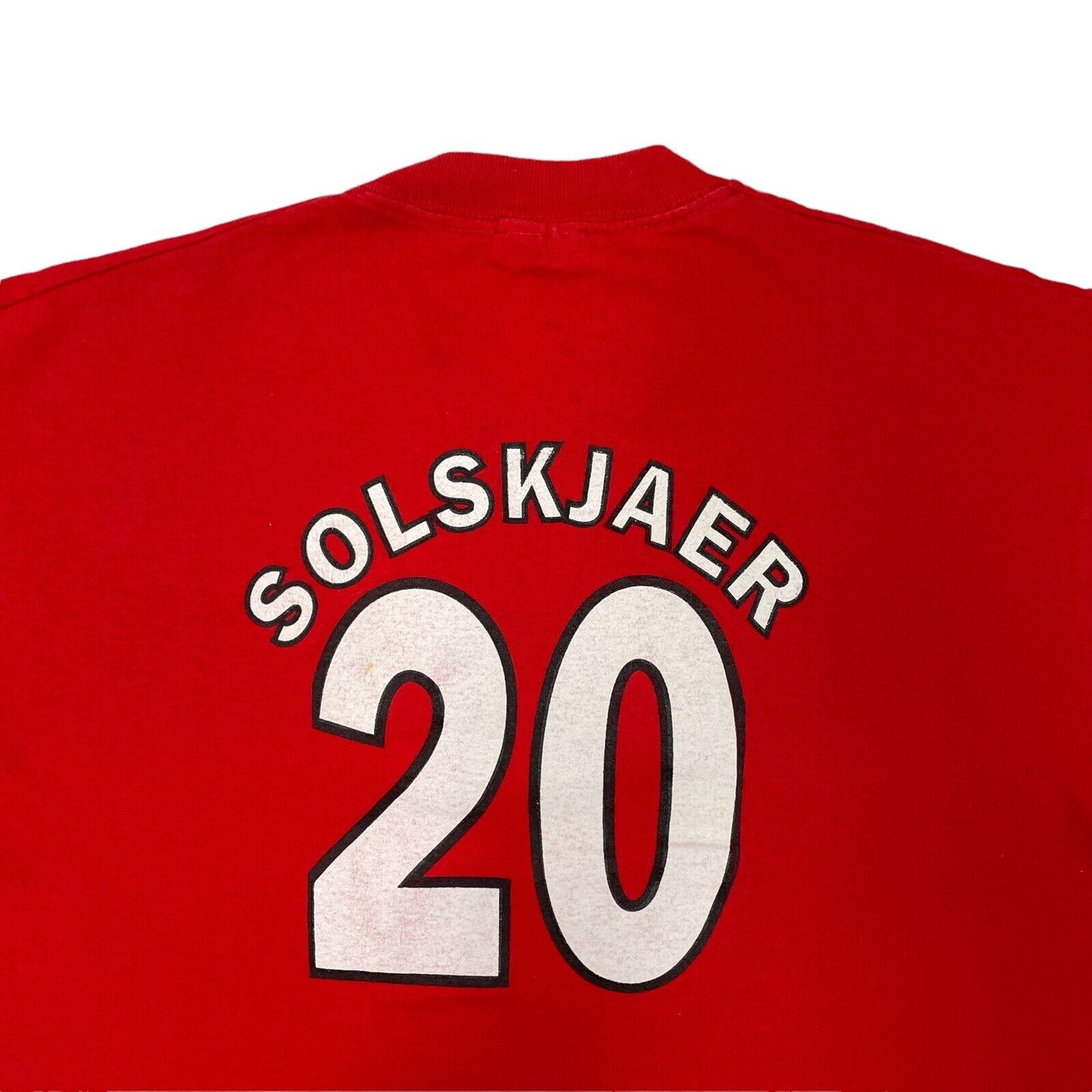 Vintage Ole Gunnar Solskjær Red Tee Manchester United Mens Large Screen Stars