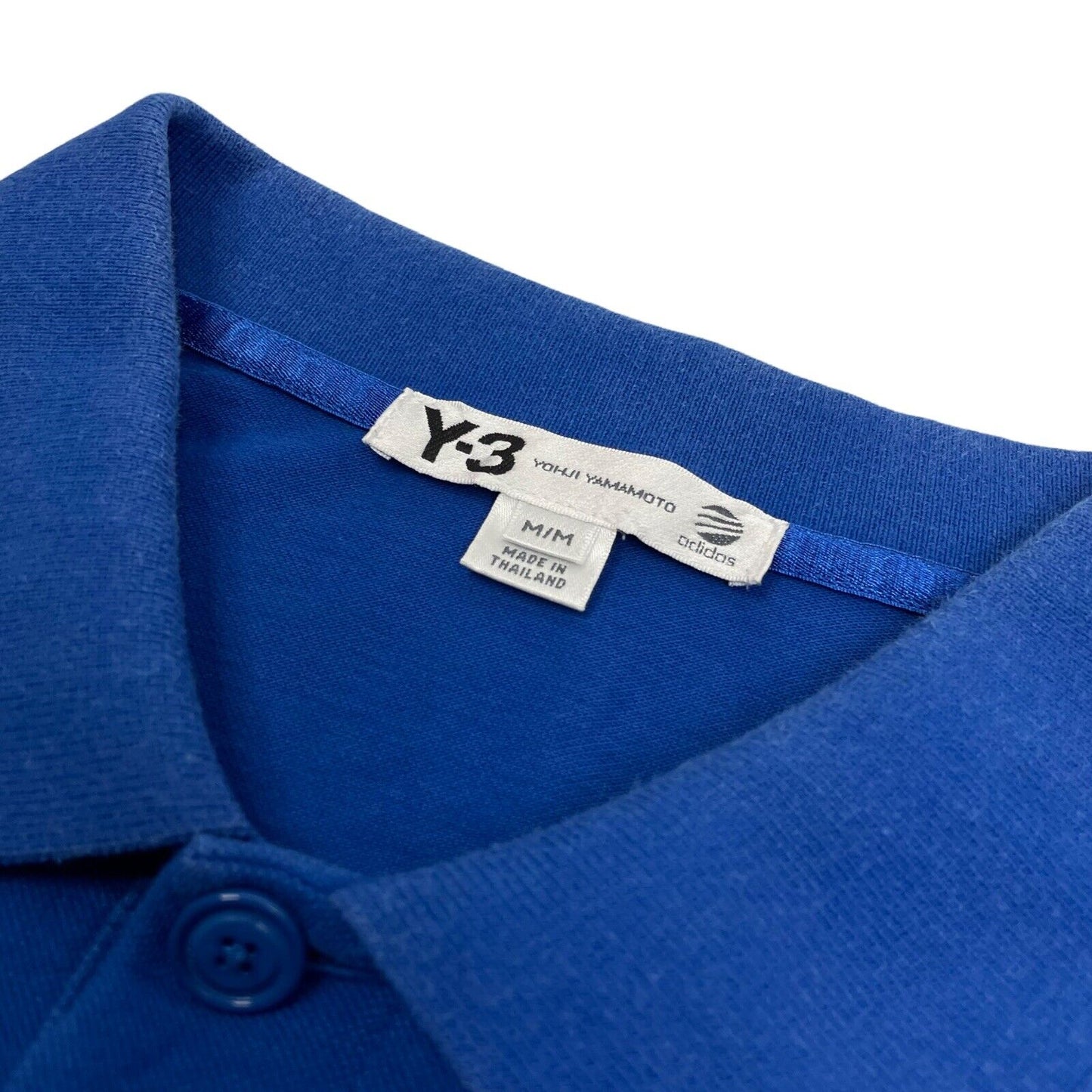 Y-3 Yohji Yamamoto 2011 Polo Top Mens Medium Blue Graphic Print