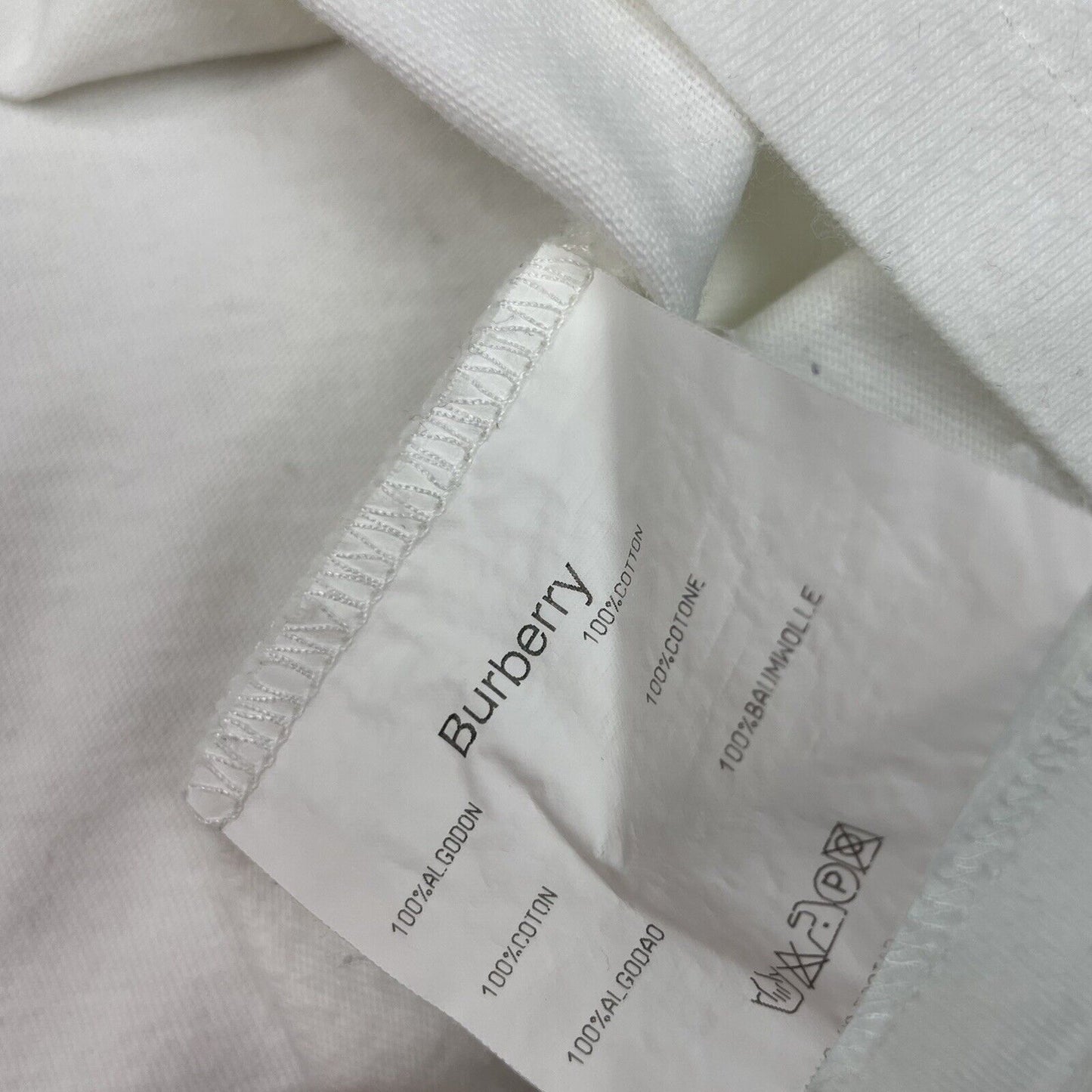 y2k Burberry Women’s T-Shirt White With Graphic Print UK16