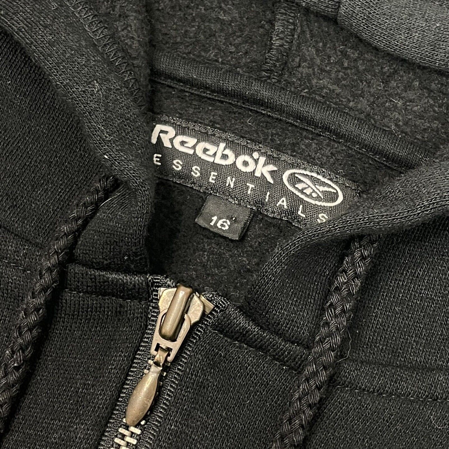 Vintage Reebok Hoodie Mens Boxy Large Black Embroidered 90’s Sportswear Zip Up