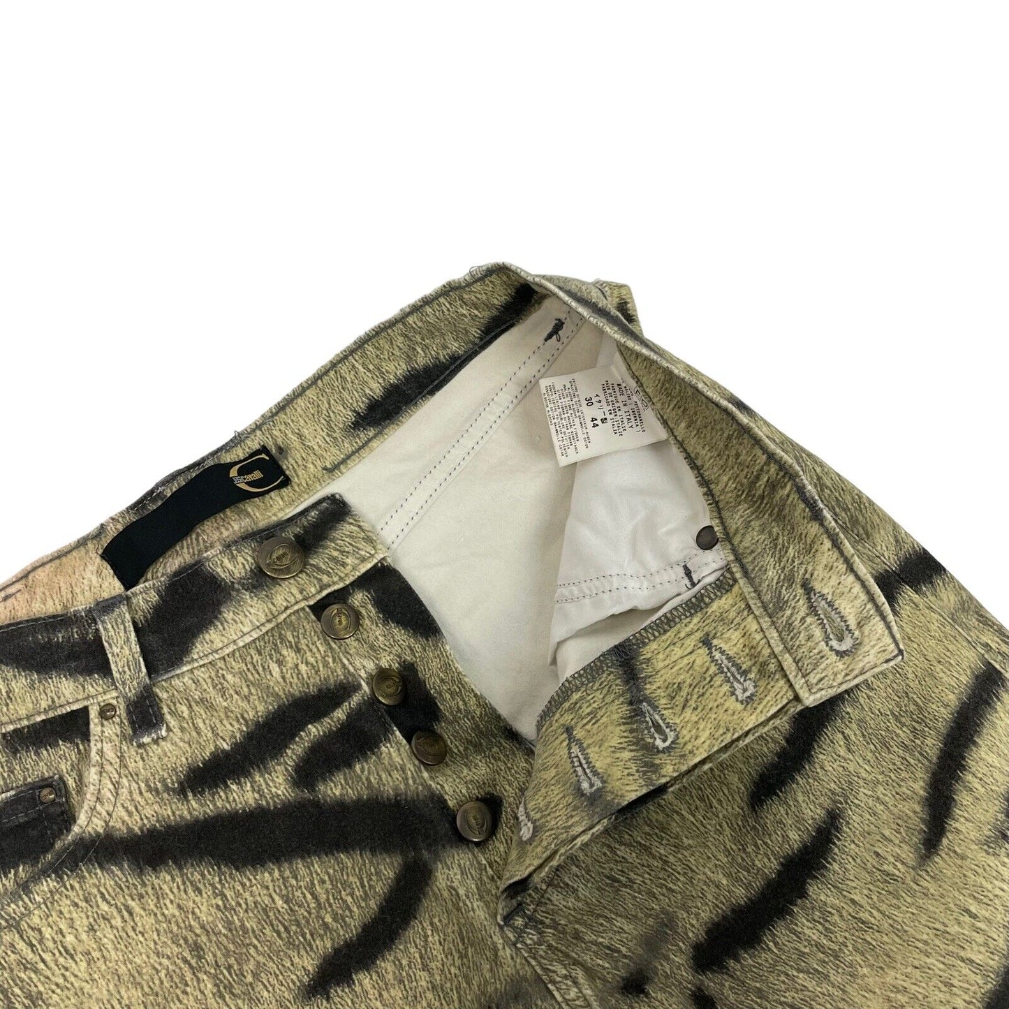 Vintage Roberto Cavalli Animal Print Trousers Brown Black 26w 25.5l Soft Feel