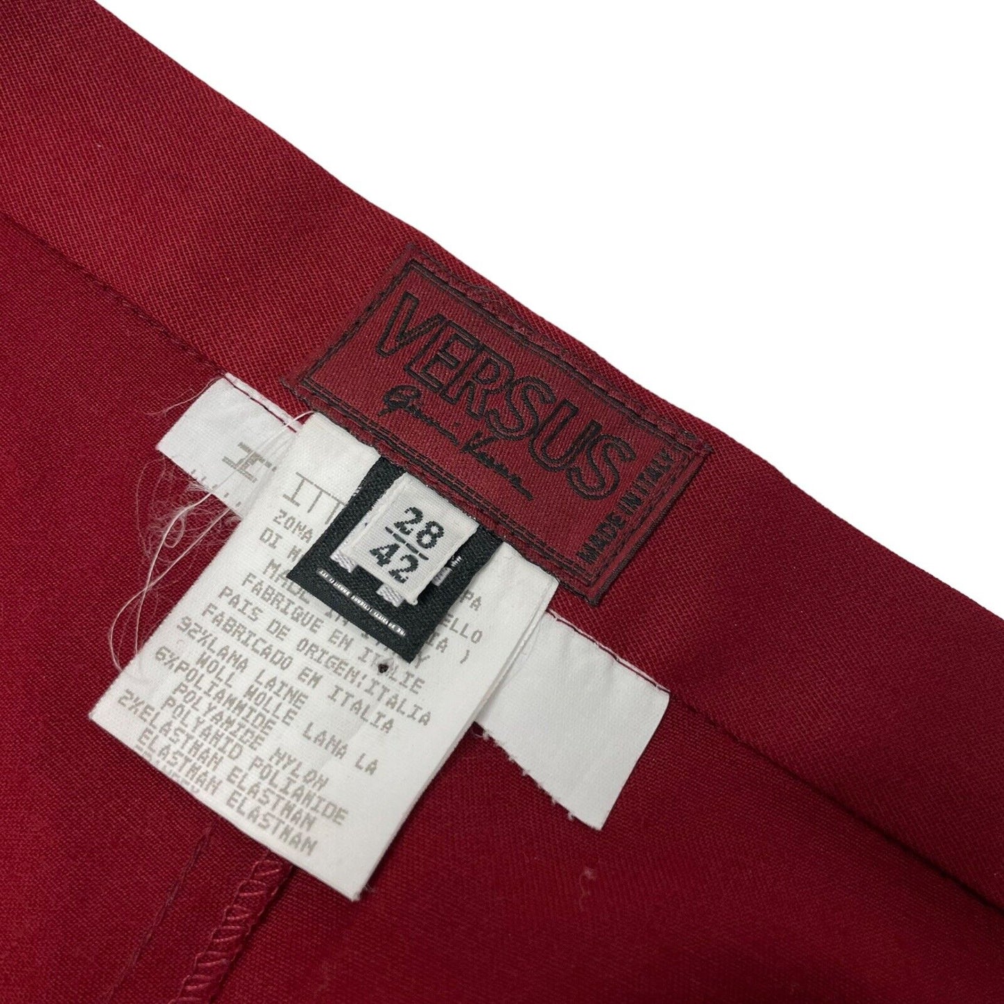 Vintage Versace Versus Red Trousers Womens 30w 32l Made In Italy