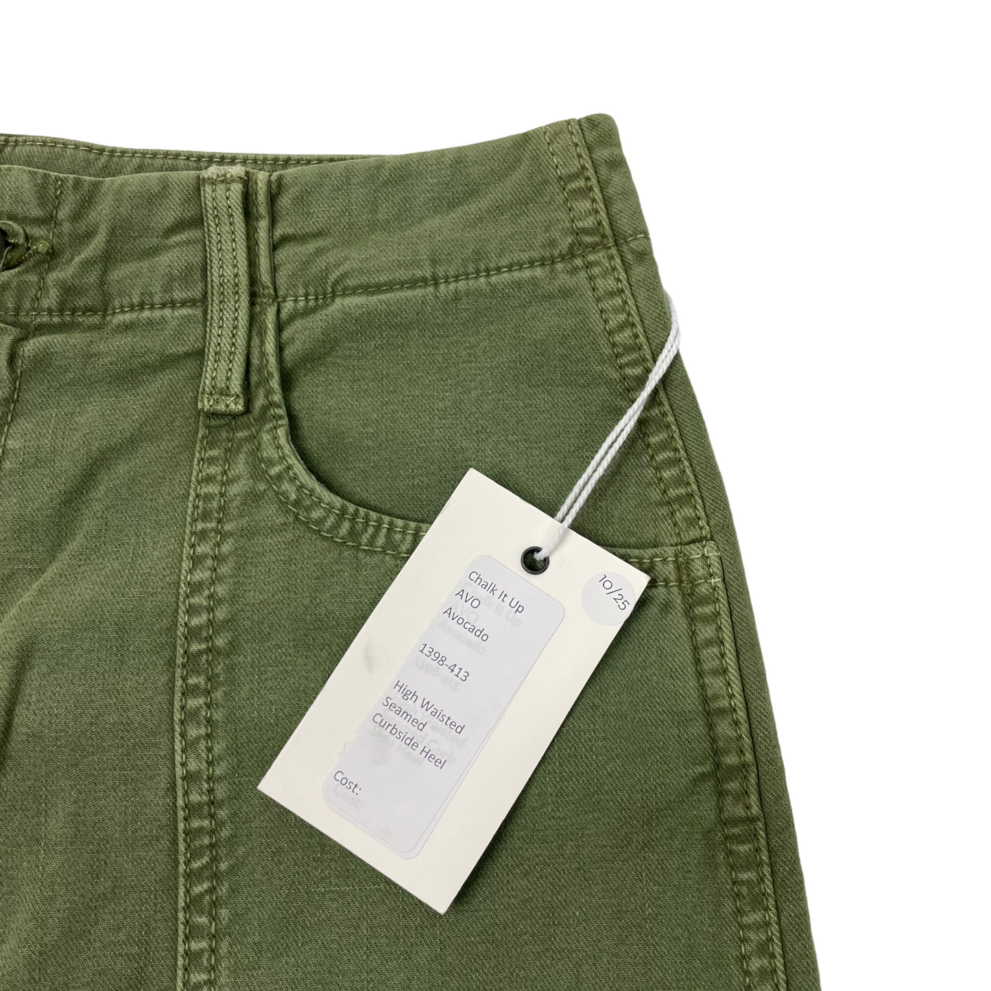 NWT Mother Trouser High Waisted Seamed Curbside Heel Green Avocado 28w 34l