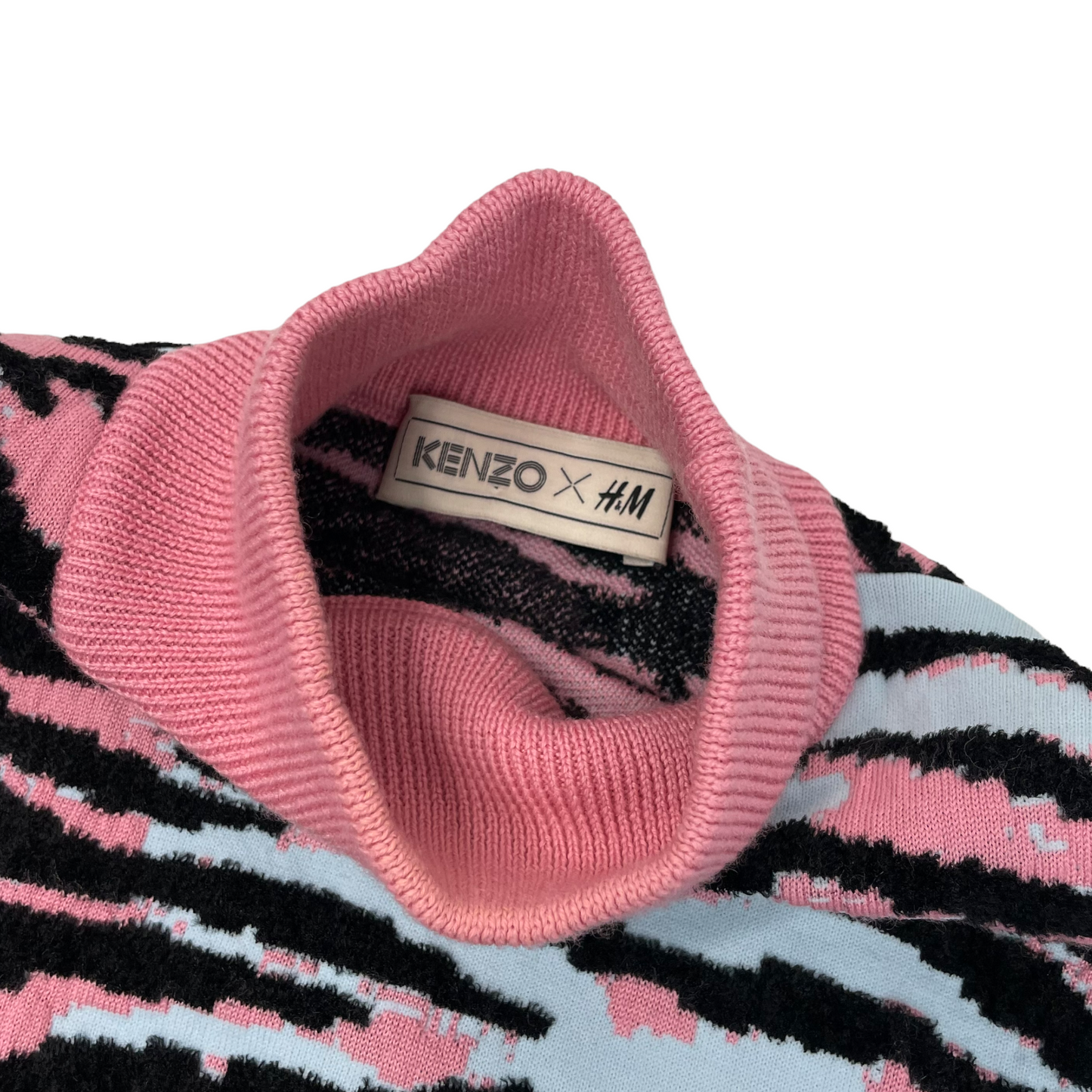 AW16 Kenzo X H&M Knit Dress Tiger Print Pink And Black Womens Small