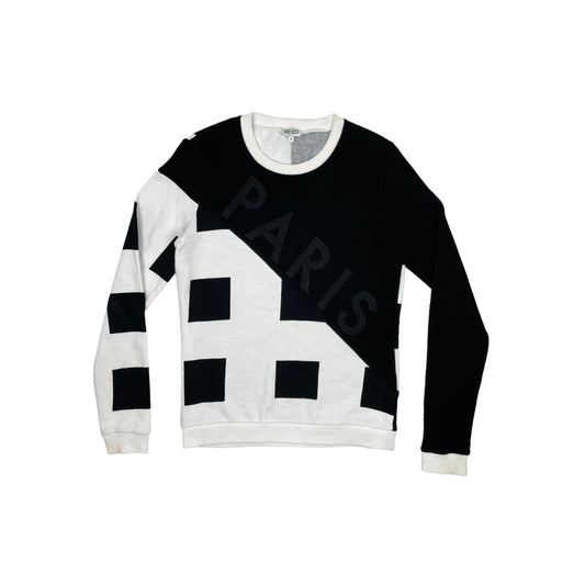 Kenzo Crew Neck Jumper Cube Two Tone White/Black Made In Portugal Womens Small