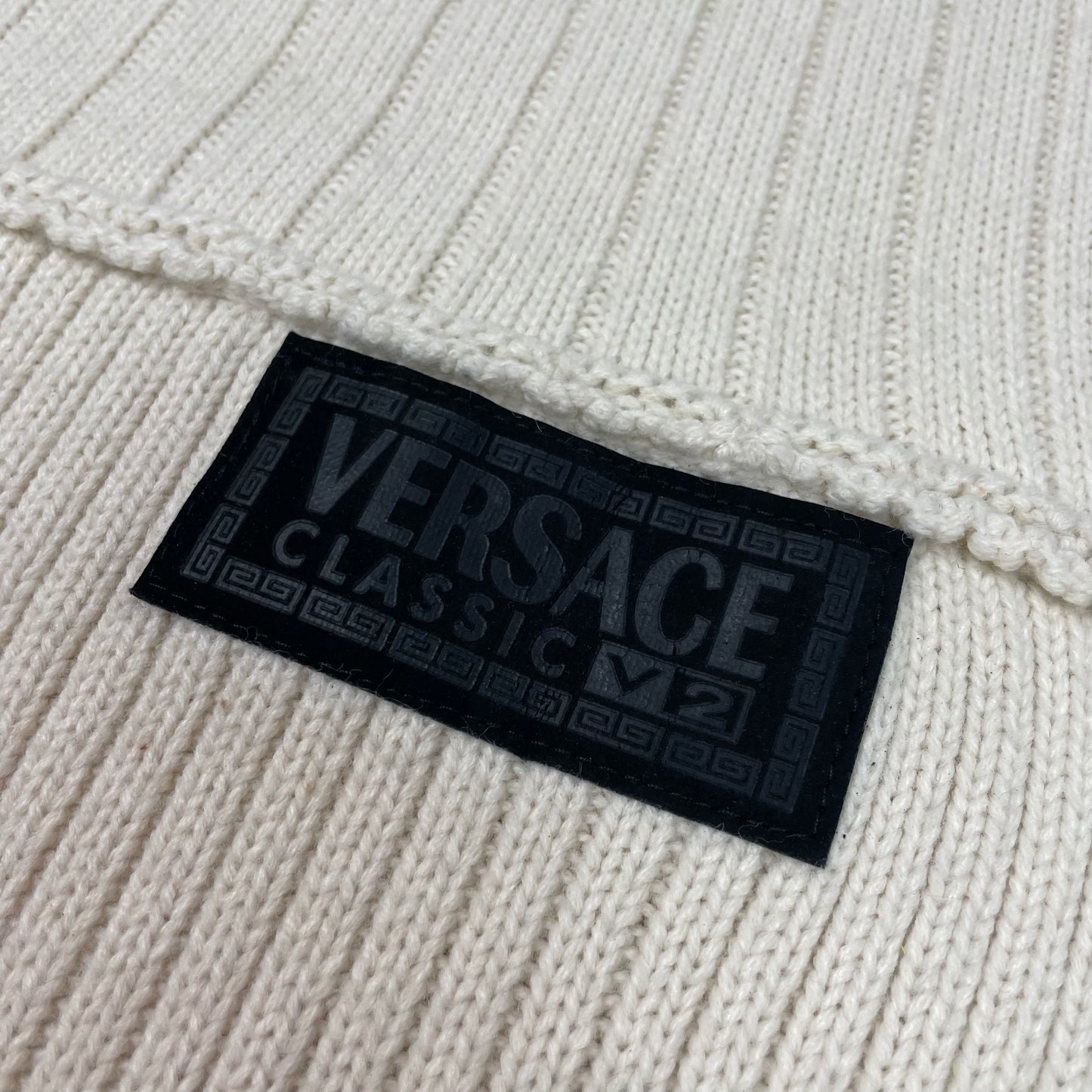 Vintage Versace V2 Knit Roll Neck Jumper Mens Large Cream