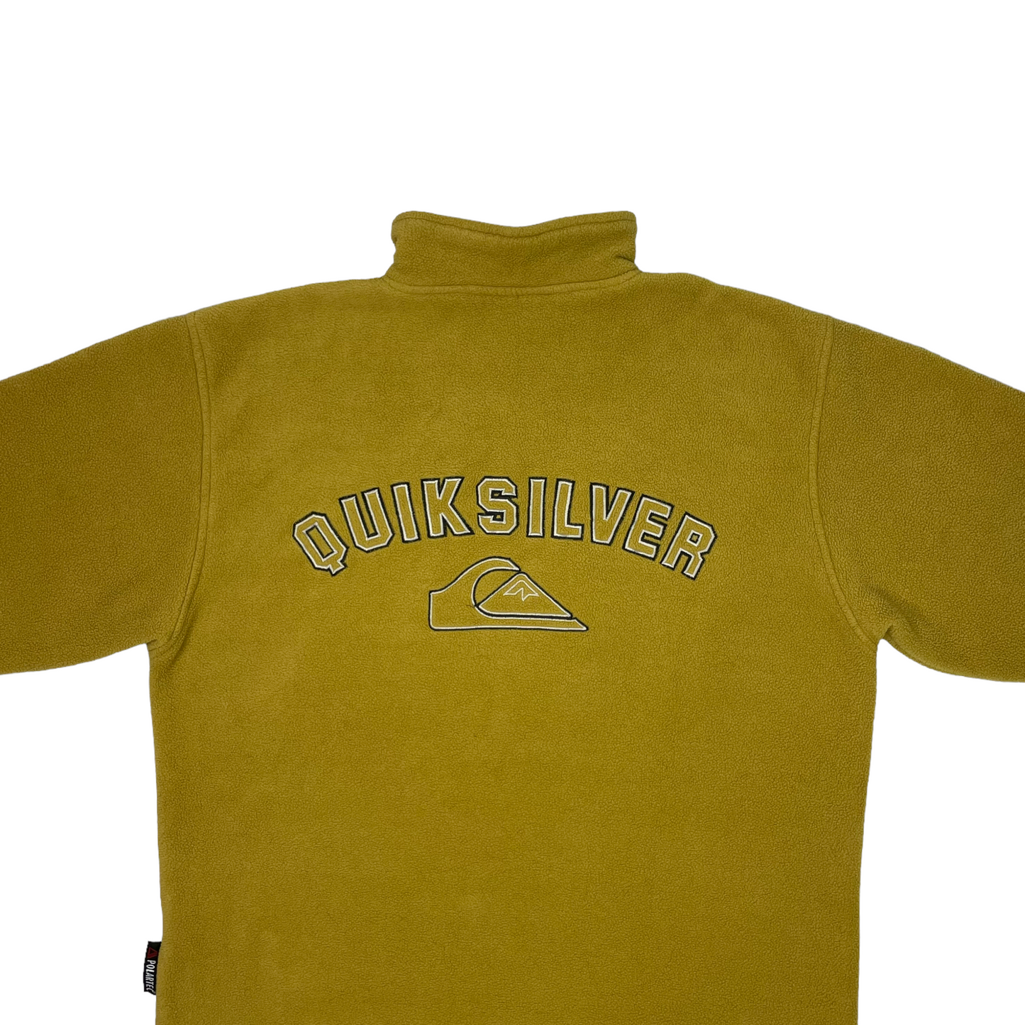 Vintage Quicksilver Fleece Mens Small Yellow Mustard Embroidered Surf Wear