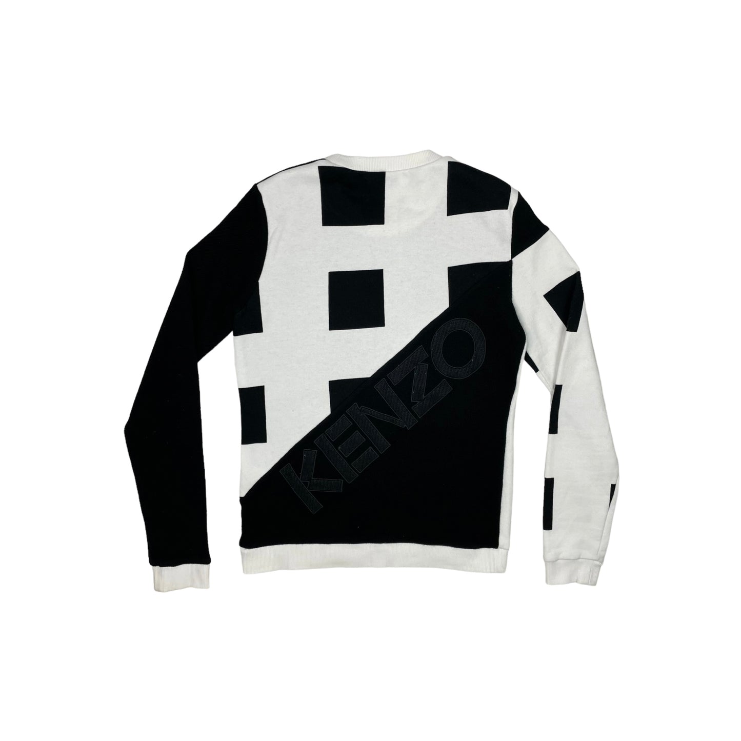 Kenzo Crew Neck Jumper Cube Two Tone White/Black Made In Portugal Womens Small