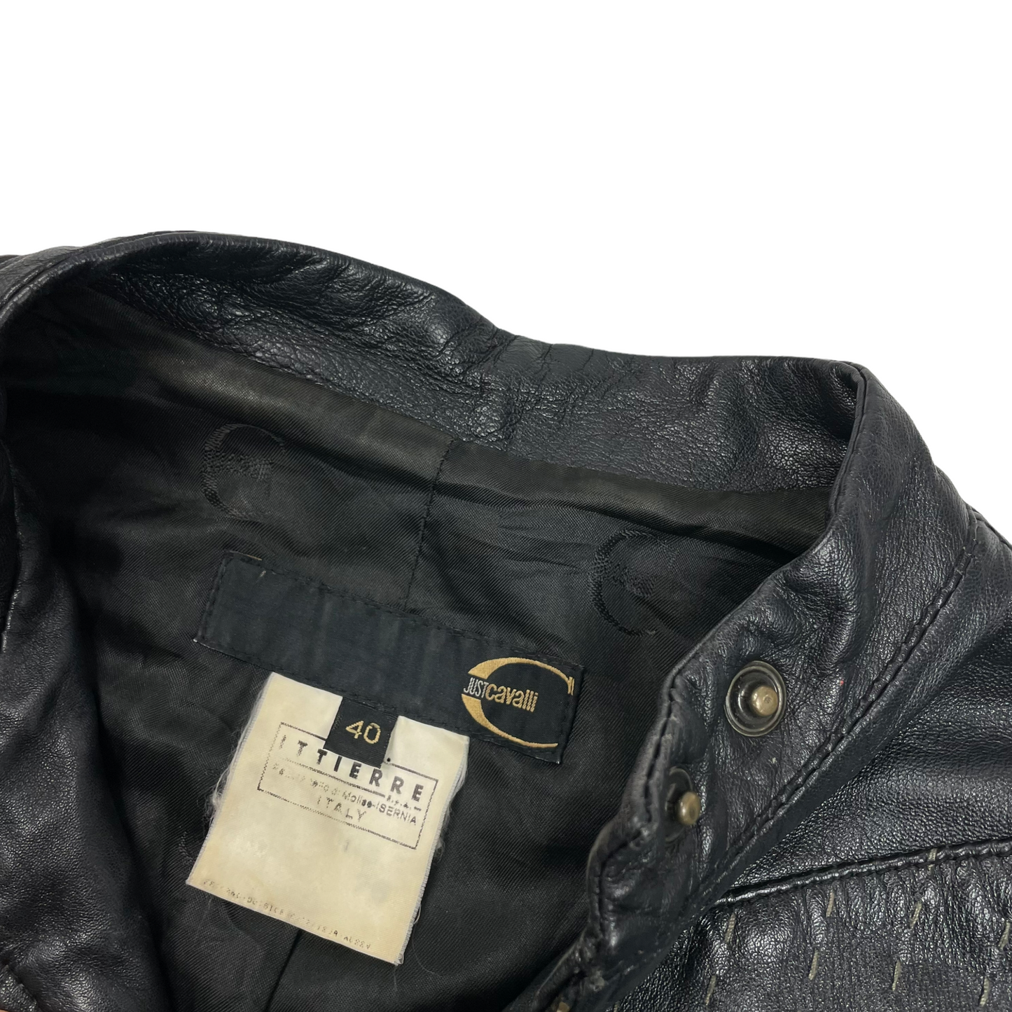 y2k Just Cavalli Biker Jacket Womens Small Brown Roberto Cavalli Made In Italy