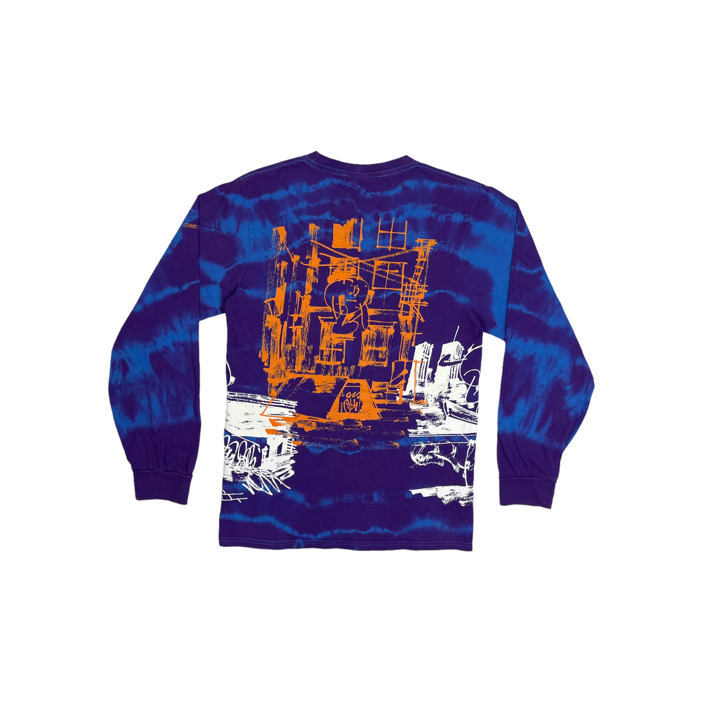 HUF x James Jarvis Long Sleeve T-Shirt Mens Small Tie Dye Blue And Purple