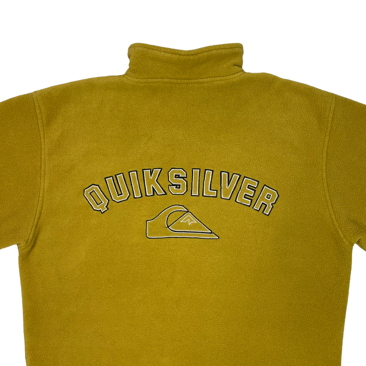 Vintage Quicksilver Fleece Mens Small Yellow Mustard Embroidered Surf Wear