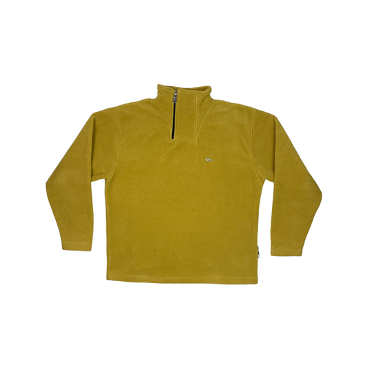 Vintage Quicksilver Fleece Mens Small Yellow Mustard Embroidered Surf Wear