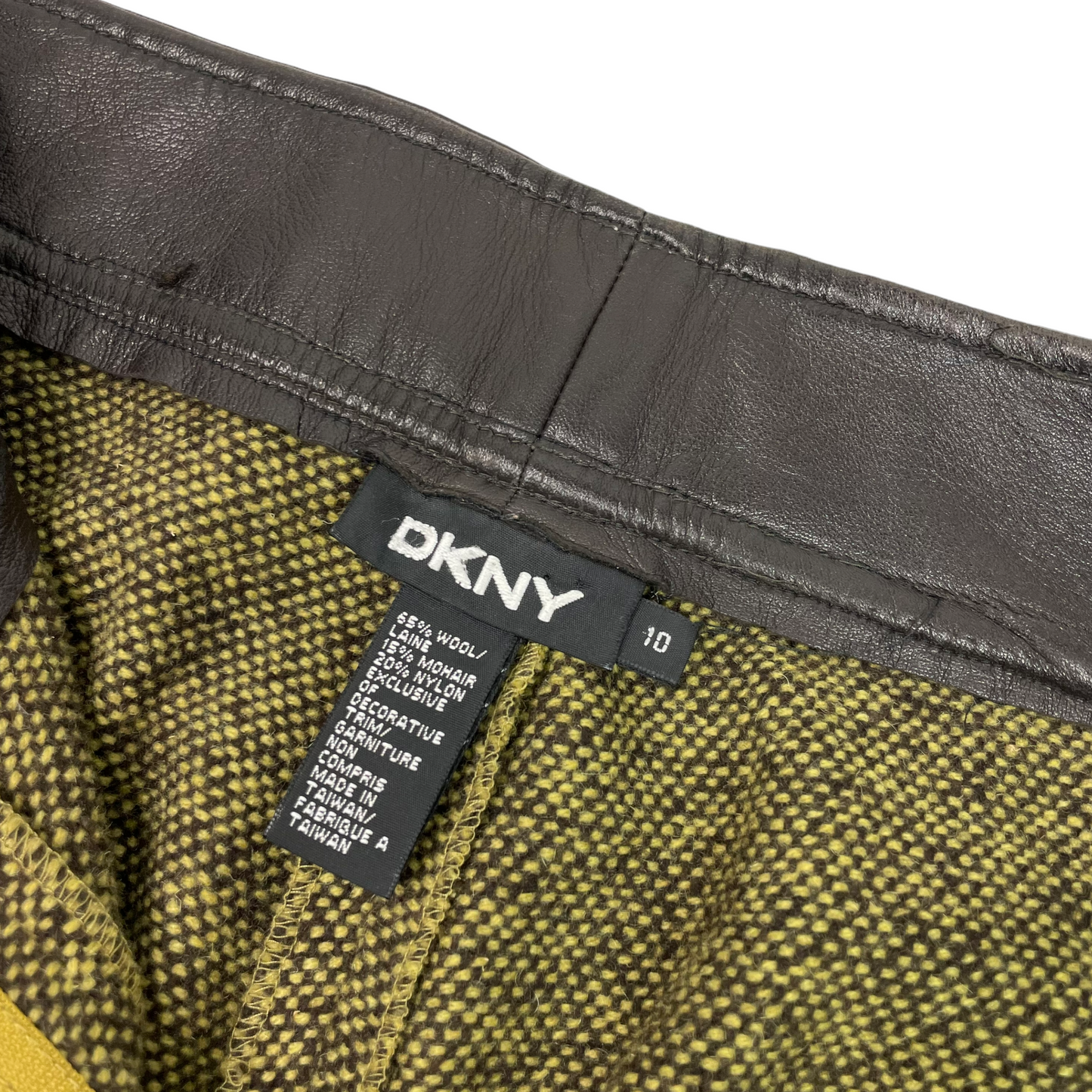 Vintage DKNY Wool Fleck Trouser Yellow Brown Womens UK10 Wool