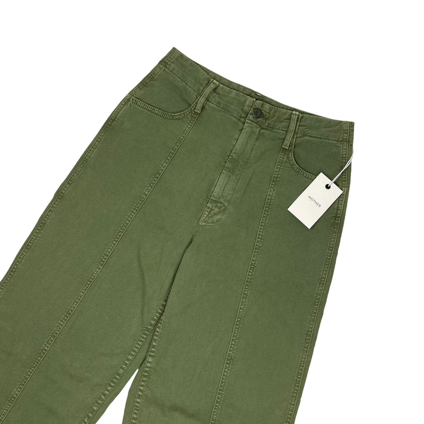 NWT Mother Trouser High Waisted Seamed Curbside Heel Green Avocado 28w 34l