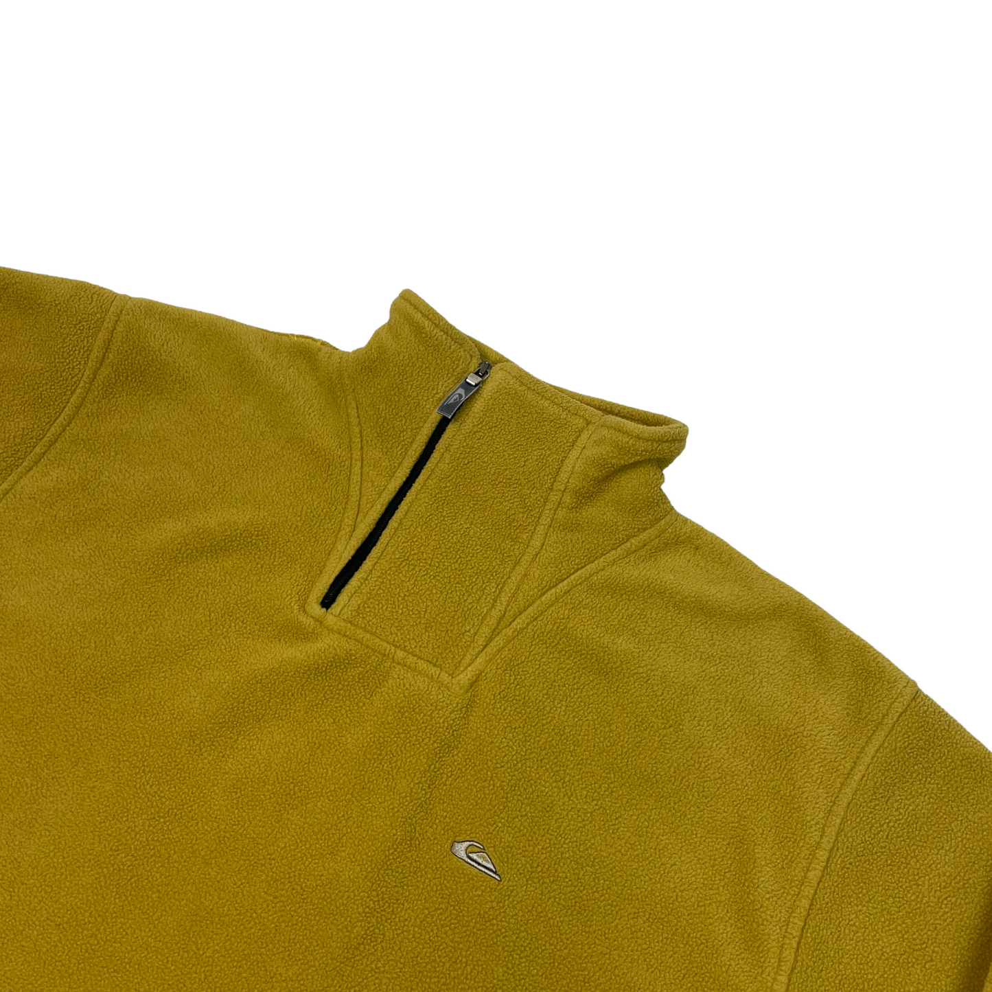 Vintage Quicksilver Fleece Mens Small Yellow Mustard Embroidered Surf Wear