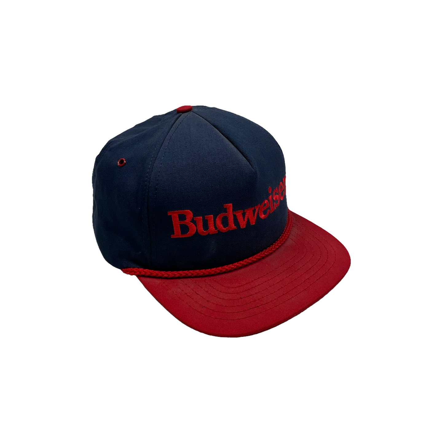 Vintage Budweiser Rope Cap Made In USA Navy Blue And Red