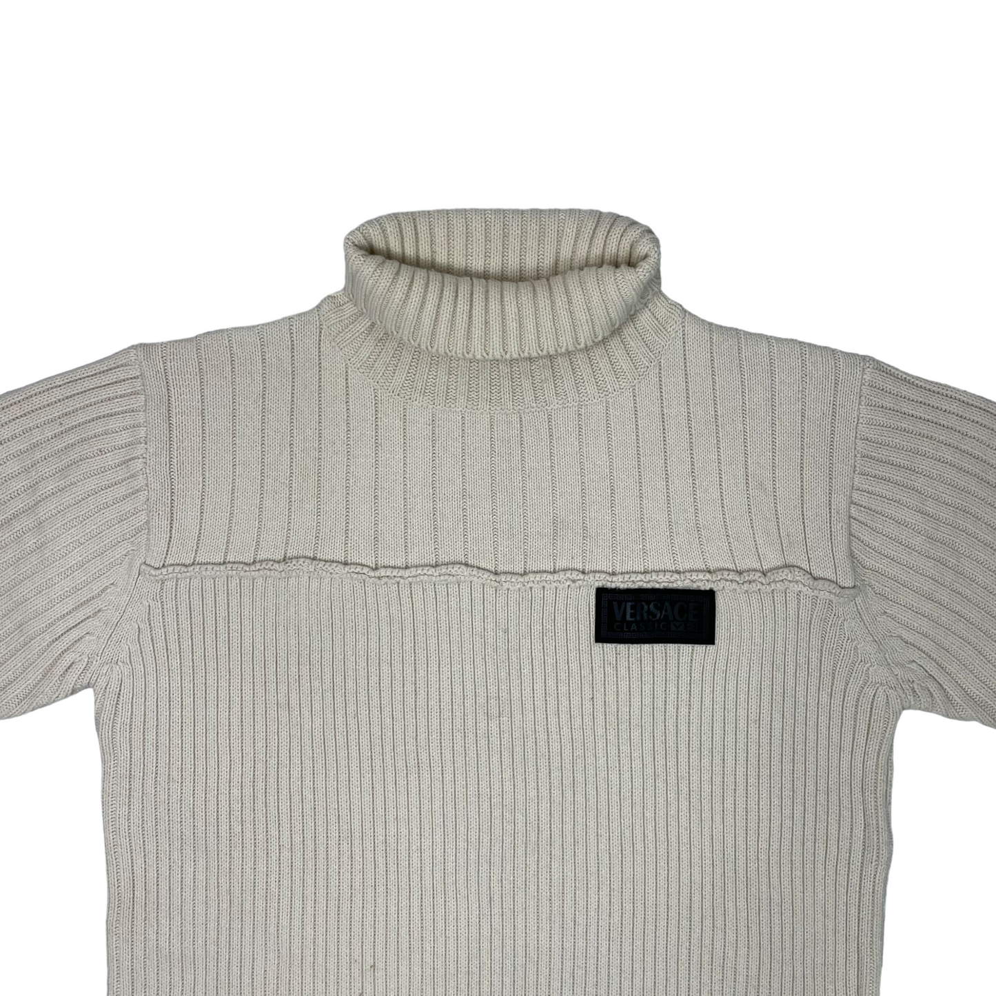 Vintage Versace V2 Knit Roll Neck Jumper Mens Large Cream